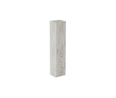 Пенал Анжело Ferrum-decor на 3 полках с дверью и 4 ящиками 1900x400x380 ДСП Бетон 16 мм (FRD-104935)