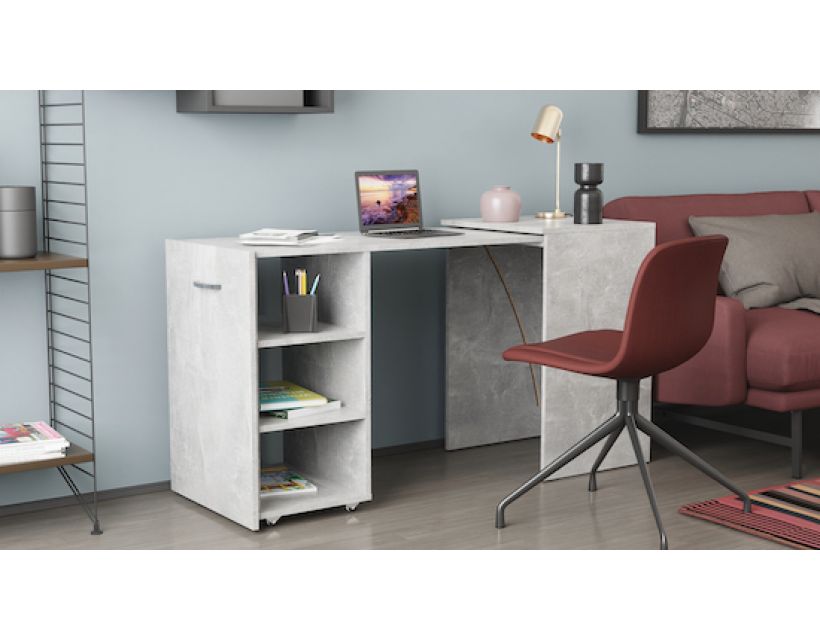 Стіл-тумба трансформер Смарт 1/1 Ferrum-decor 750x1450x500 ДСП Бетон 16 мм (FRD-105073)