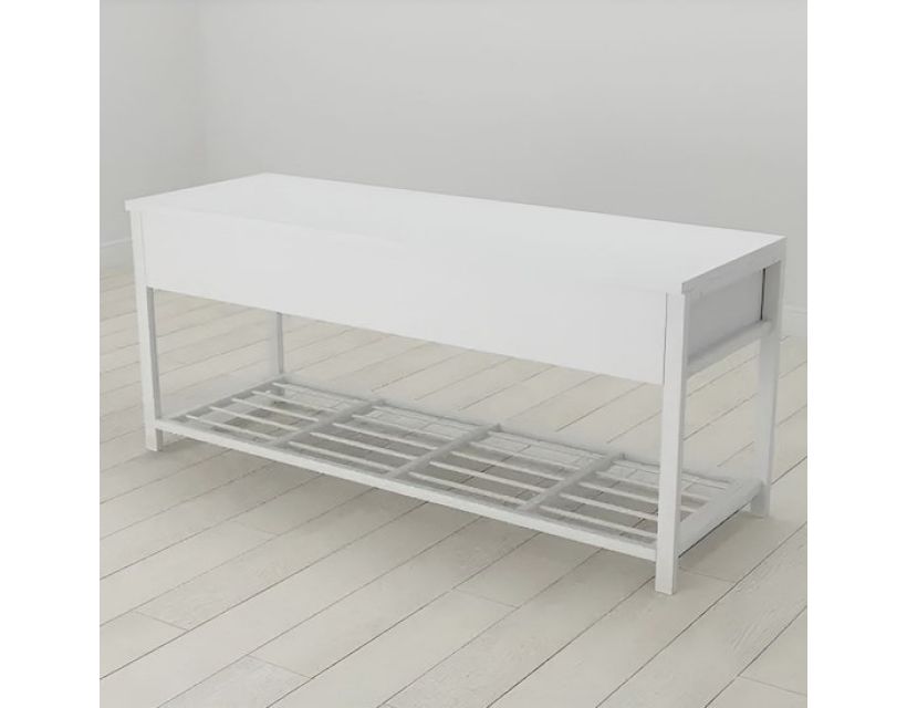 Банкетка з ящиком Ferrum-decor Дрейк 1 550x1000x400 метал Білий ДСП Білий 16 мм (FRD-103052)