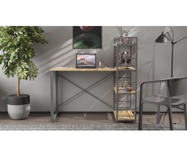 Письмовий стіл Ferrum-decor Серії Конект з етажеркою 75x120x60 сірий ДСП Дуб Артизан 16мм (FRD-104232)