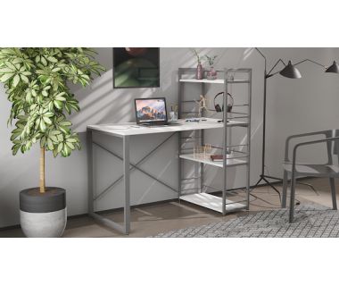 Письмовий стіл Ferrum-decor Серії Конект з етажеркою 75x120x60 сірий ДСП Білий 16мм (FRD-104230)