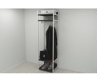 Шкаф Гардероб Уни секция 2 серии Коннект Ferrum-decor 220x60x50см Белый металл ДСП Венге Магия 32 мм (FRD-104544)