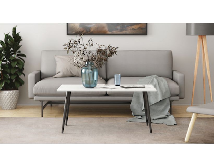 Стол журнальный Монтана Ferrum-decor 45x100x50 Черный металл ДСП Белый 16 мм (FRD-106717)