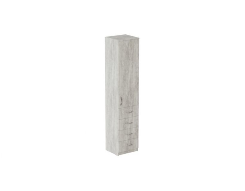Пенал Анжело Ferrum-decor на 3 полицях з дверима та 4 ящиками 1900x400x380 ДСП Бетон 16 мм (FRD-104935)