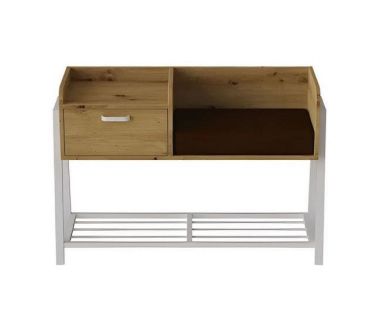 Банкетка с прикроватной тумбочкой Ferrum-decor Бланка 540x1000x320 металл Белый ДСП Дуб Артизан 16 мм (FRD-103036) Банкетка с прикроватной тумбочкой Ferrum-decor Бланка 540x1000x320 металл Белый ДСП Дуб Артизан 16 мм (FRD-103036)