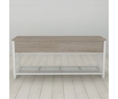 Банкетка з ящиком Ferrum-decor Дрейк 2 550x1200x400 метал Білий ДСП Сонома Трюфель 16 мм (FRD-103077) Банкетка з ящиком Ferrum-decor Дрейк 2 550x1200x400 метал Білий ДСП Сонома Трюфель 16 мм (FRD-103077)