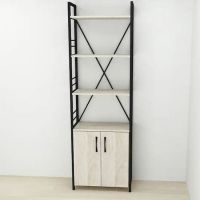 Етажерка 4/60 Ferrum-decor Серії Конект із тумбою 179x60x28 Чорний ДСП Сонома (FRD-104487)