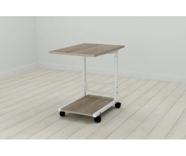 Стіл приставний Ferrum-decor Френа 62x40x60 метал Білий ДСП Дуб Дуб Сонома Трюфель 16мм (FRD-102516)