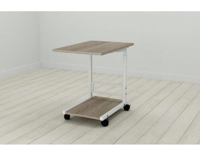 Стіл приставний Ferrum-decor Френа 62x40x60 метал Білий ДСП Дуб Дуб Сонома Трюфель 16мм (FRD-102516)