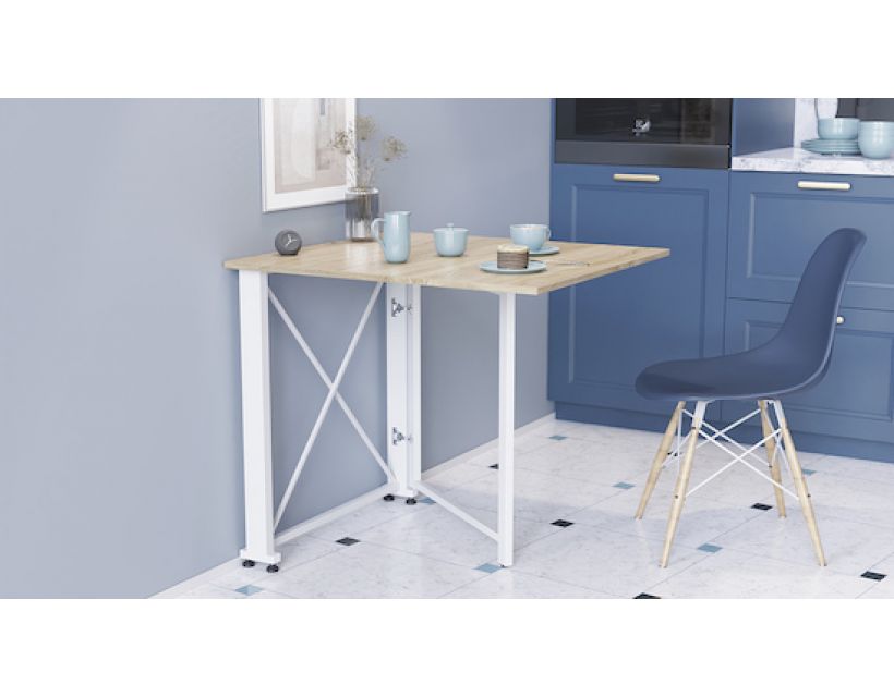 Стіл-книга трансформер Оріон 1 Ferrum-decor 750x810x730 Білий метал ДСП Дуб Сонома 16 мм (FRD-104607)