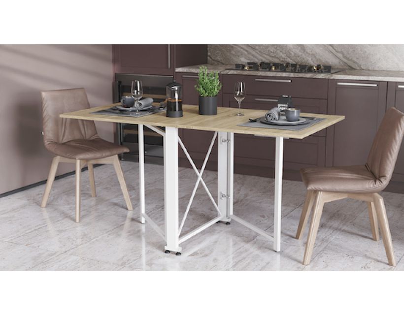 Стол-книга трансформер Орион 2 Ferrum-decor 750x1520x730 Белый металл ДСП Дуб Сонома 16 мм (FRD-104593)