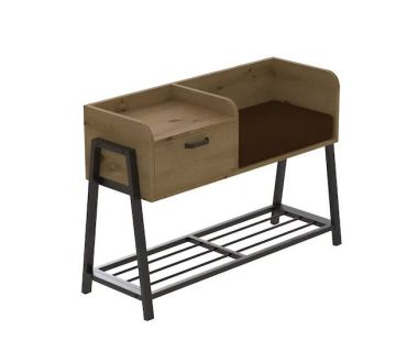 Банкетка с тумбочкой Ferrum-decor Бланка 540x1000x320 металл Черный ДСП Дуб Артизан 16 мм (FRD-103029)