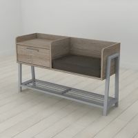Банкетка с тумбочкой и сидением Ferrum-decor Бланка 540x1000x320 металл Серый ДСП Сонома Трюфель 16 мм (FRD-103042)