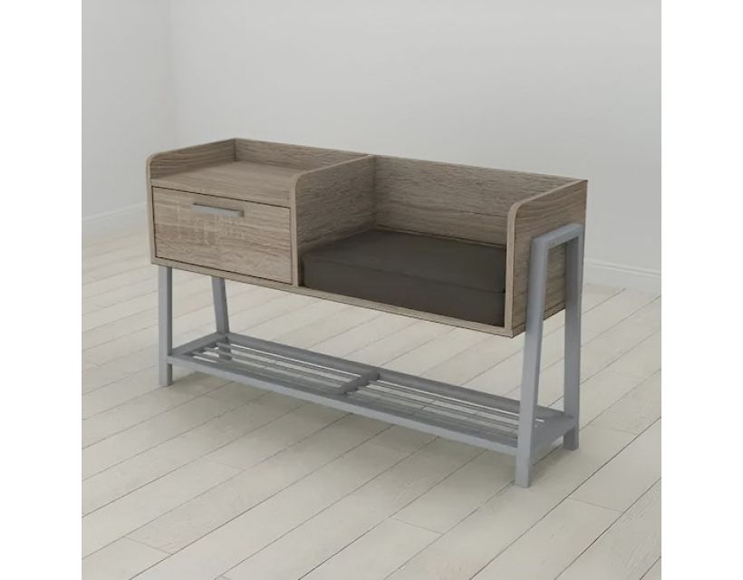 Банкетка с тумбочкой и сидением Ferrum-decor Бланка 540x1000x320 металл Серый ДСП Сонома Трюфель 16 мм (FRD-103042)