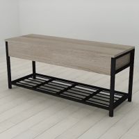 Банкетка з ящиком Ferrum-decor Дрейк 1 550x1000x400 метал Чорний ДСП Сонома Трюфель 16 мм (FRD-103049)