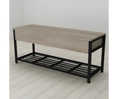 Банкетка з ящиком Ferrum-decor Дрейк 1 550x1000x400 метал Чорний ДСП Сонома Трюфель 16 мм (FRD-103049)