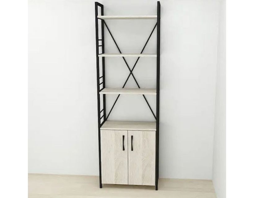 Етажерка 4/60 Ferrum-decor Серії Конект із тумбою 179x60x28 Чорний ДСП Сонома (FRD-104487)