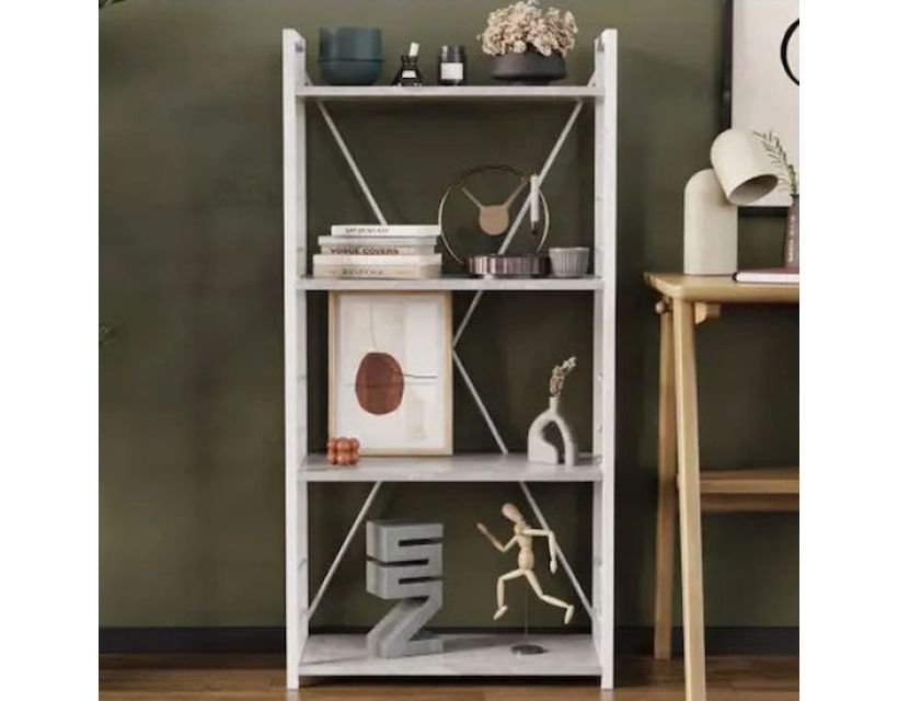 Этажерка 4/60 Ferrum-decor Серии Коннект 120x60x28 белый ДСП Бетон 16мм (FRD-105528)