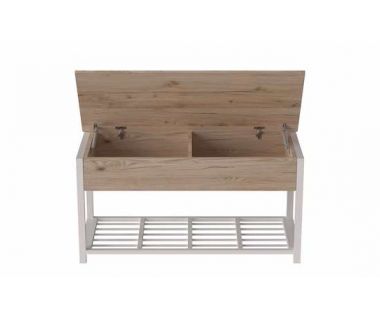 Банкетка з ящиком Ferrum-decor Дрейк 1 550x1000x400 метал Білий ДСП Артизан 16 мм (FRD-103053)