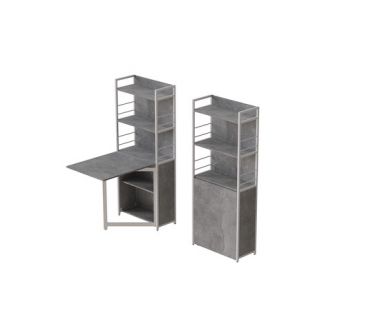Стол книга с этажеркой Практик 2 Ferrum-decor 1555x640x990 Белый металл ДСП Бетон 16 мм (FRD-104638)