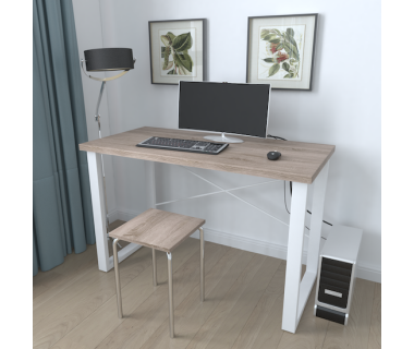 Письмовий стіл Ferrum-decor Драйв 750x1200x600 Білий метал ДСП Дуб Сонома Трюфель 32 мм (FRD-103335)