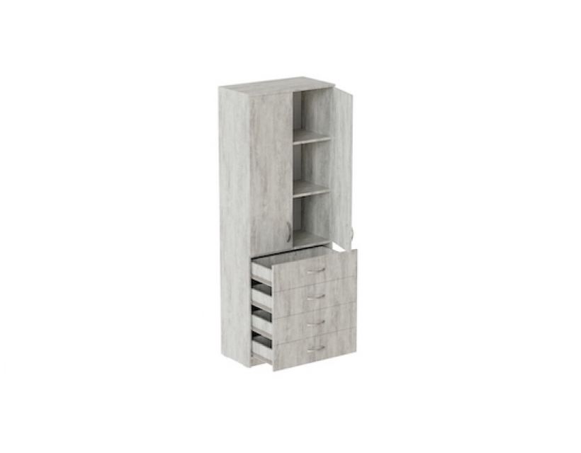 Шкаф Анжело Ferrum-decor на 3 полок с 2 дверями и 4 ящика 1900x700x380 ДСП Бетон 16 мм (FRD-105030)