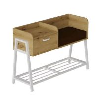 Банкетка с прикроватной тумбочкой Ferrum-decor Бланка 540x1000x320 металл Серый ДСП Дуб Артизан 16 мм (FRD-103043)