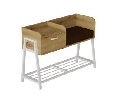 Банкетка с прикроватной тумбочкой Ferrum-decor Бланка 540x1000x320 металл Серый ДСП Дуб Артизан 16 мм (FRD-103043)