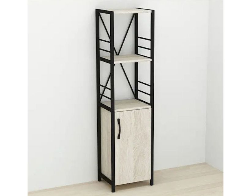 Этажерка 3/34 Ferrum-decor Серии Конект с тумбой 144x34x28 Черный ДСП Сонома (FRD-104424)