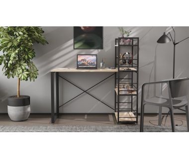 Письмовий стіл Серії Конект із етажеркою 75x120x60 чорний ДСП Дуб Сан-Марино 16мм FRD-104220