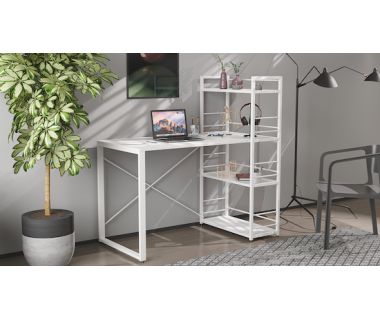 Письмовий стіл Ferrum-decor Серії Коннект з етажеркою 75x120x60 білий ДСП Білий 16мм (FRD-104225)
