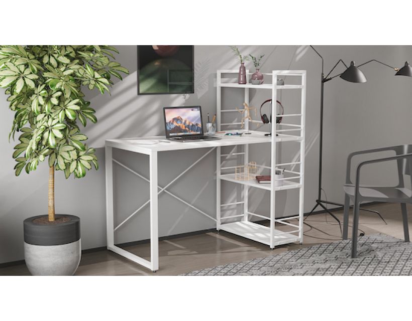 Письмовий стіл Ferrum-decor Серії Коннект з етажеркою 75x120x60 білий ДСП Білий 16мм (FRD-104225)