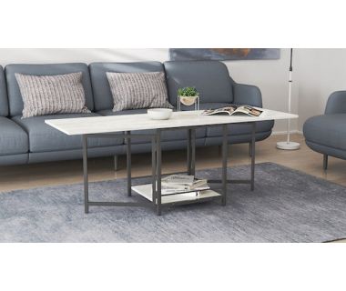 Стіл журнальний трансформер Куб Комбо Ferrum-decor 540x532x500 Чорний метал ДСП Бетон 16 мм (FRD-105155)