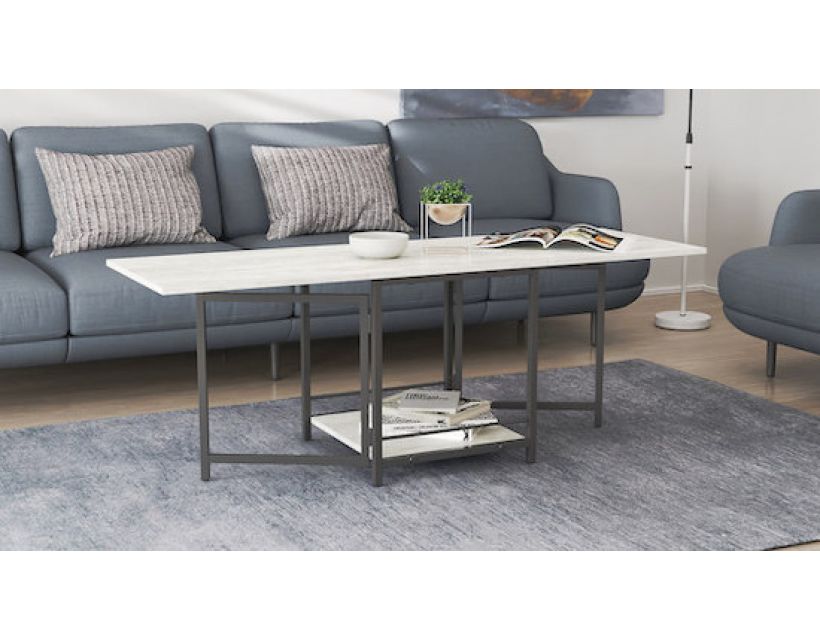 Стіл журнальний трансформер Куб Комбо Ferrum-decor 540x532x500 Чорний метал ДСП Бетон 16 мм (FRD-105155)