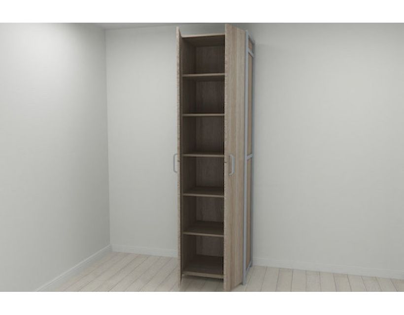 Шкаф Гардероб Уни секция 7 серии Конект Ferrum-decor 220x60x50см Серый металл ДСП Дуб Сонома Трюфель 16 мм (FRD-104566)