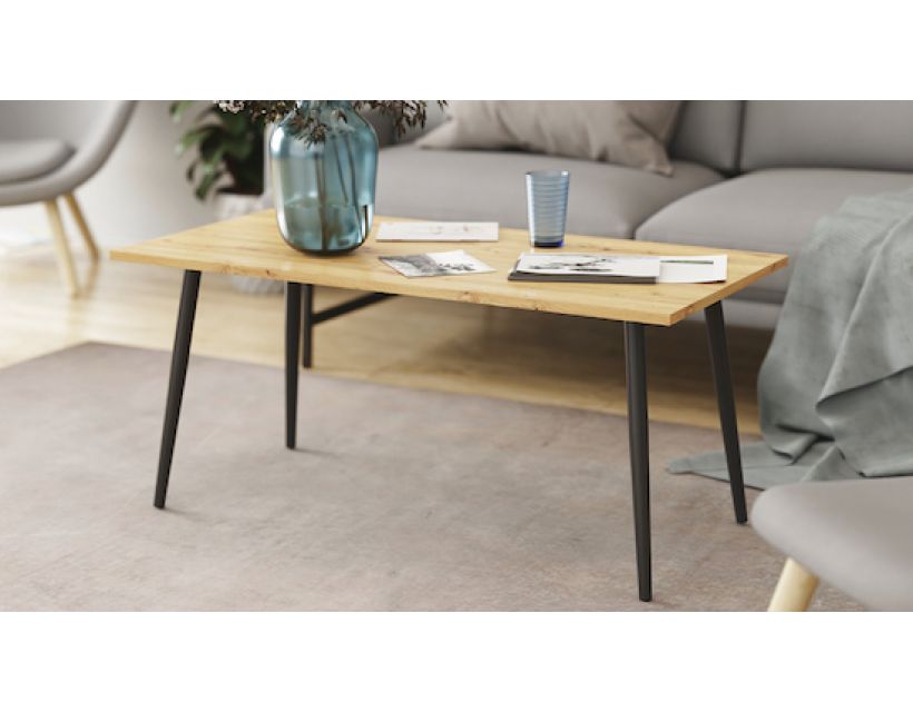 Стіл журнальний Монтана Ferrum-decor 45x100x50 Чорний метал ДСП Дуб Артизан 16 мм (FRD-106718)