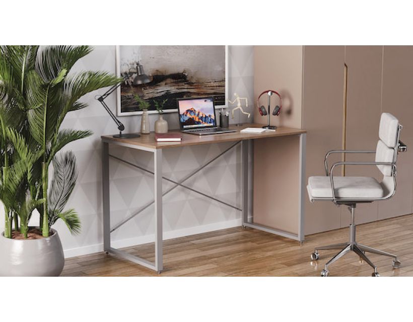 Письмовий стіл Ferrum-decor Серії Коннект 75x120x600 сірий ДСП Дуб Сонома Трюфель 16мм (FRD-104217)