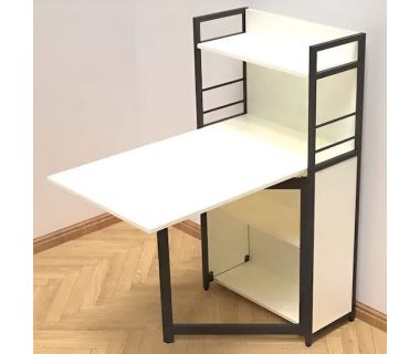 Стол книга с этажеркой Практик 1 Ferrum-decor 1200x640x990 Черный металл ДСП Белый 16 мм (FRD-104611) Стол книга с этажеркой Практик 1 Ferrum-decor 1200x640x990 Черный металл ДСП Белый 16 мм (FRD-104611)