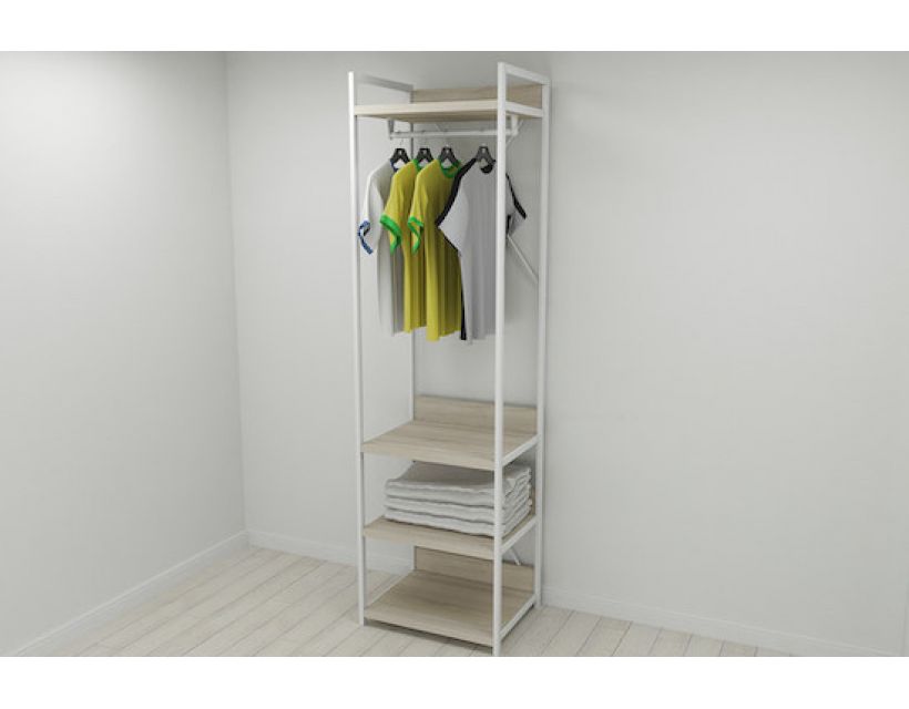 Шафа Гардероб Уні секція 3 серії Конект Ferrum-decor 220x60x50см Білий метал ДСП Дуб Сонома 32 мм (FRD-104533)
