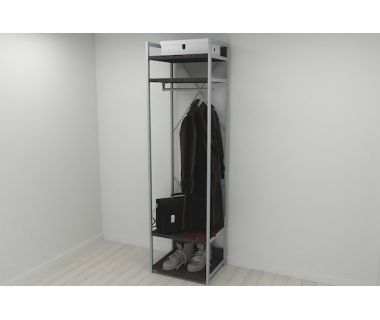Шкаф Гардероб Уни секция 2 серии Конект Ferrum-decor 220x60x50см Серый металл ДСП Венге Магия 32 мм (FRD-104540)