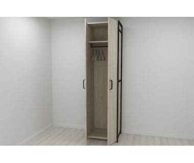 Шафа Гардероб Уні секція 6 серії Конект Ferrum-decor 220x60x50см Чорний метал ДСП Дуб Сонома 16 мм (FRD-104573)