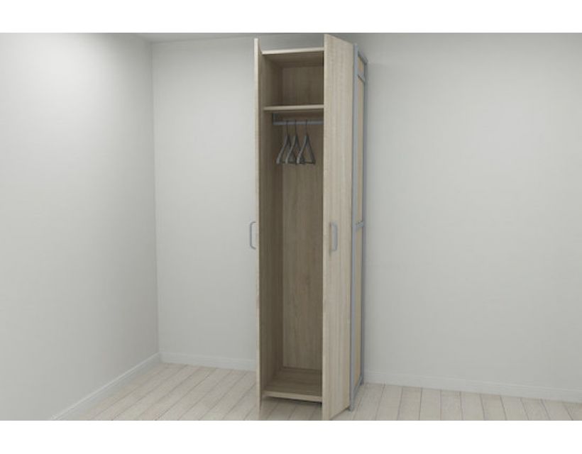 Шафа Гардероб Уні секція 6 серії Конект Ferrum-decor 220x60x50см Сірий метал ДСП Дуб Сонома 16 мм (FRD-104577)