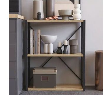 Этажерка 3/60 Ferrum-decor Серии Коннект 73x60x28 черный ДСП Дуб Сонома 16мм (FRD-104257)