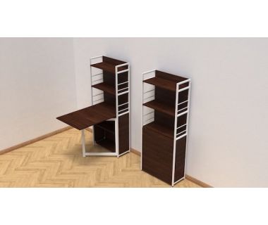 Стіл книга з етажеркою Практик 2 Ferrum-decor 1555x640x990 Білий метал ДСП Венге Магія 16 мм (FRD-105392)