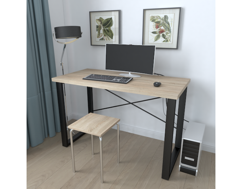 Письмовий стіл Ferrum-decor Драйв 750x1200x600 Чорний метал ДСП Дуб Сонома 32 мм (FRD-103320)