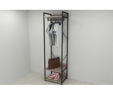 Шкаф Гардероб Уни секция 1 серии Конект Ferrum-decor 220x60x50см Черный металл ДСП Дуб Сонома Трюфель 32 мм (FRD-104502)