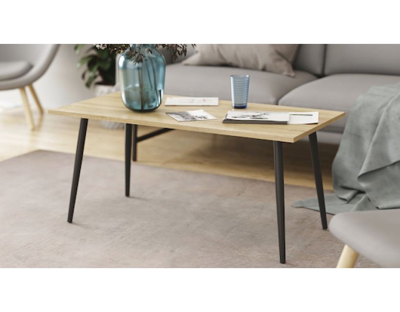 Стіл журнальний Монтана Ferrum-decor 45x100x50 Чорний метал ДСП Дуб Сонома 16 мм (FRD-106714)