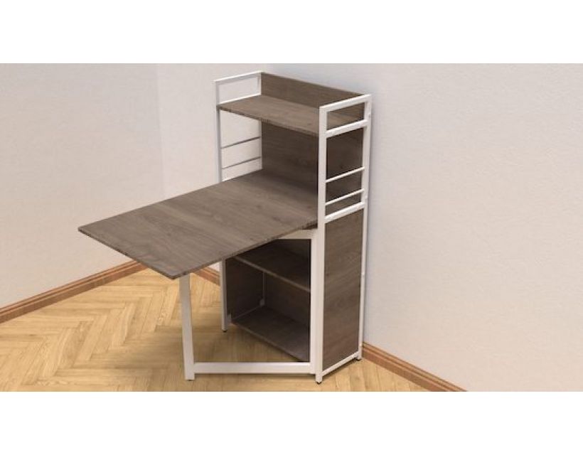 Стол книга с этажеркой Практик 1 Ferrum-decor 1200x640x990 Белый металл ДСП Дуб Сонома Трюфель 16 мм (FRD-104622)