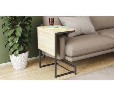 Стол журнальный приставной Терри Комбо Ferrum-decor 345x662x440 Черный металл ДСП Дуб Сонома 16 мм (FRD-105139)