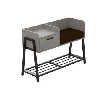 Банкетка с тумбочкой и сидением Ferrum-decor Бланка 540x1000x320 металл Черный ДСП Бетон 16 мм (FRD-103030)